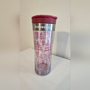 Starbucks Red and Silver Christmas Tree Tumbler